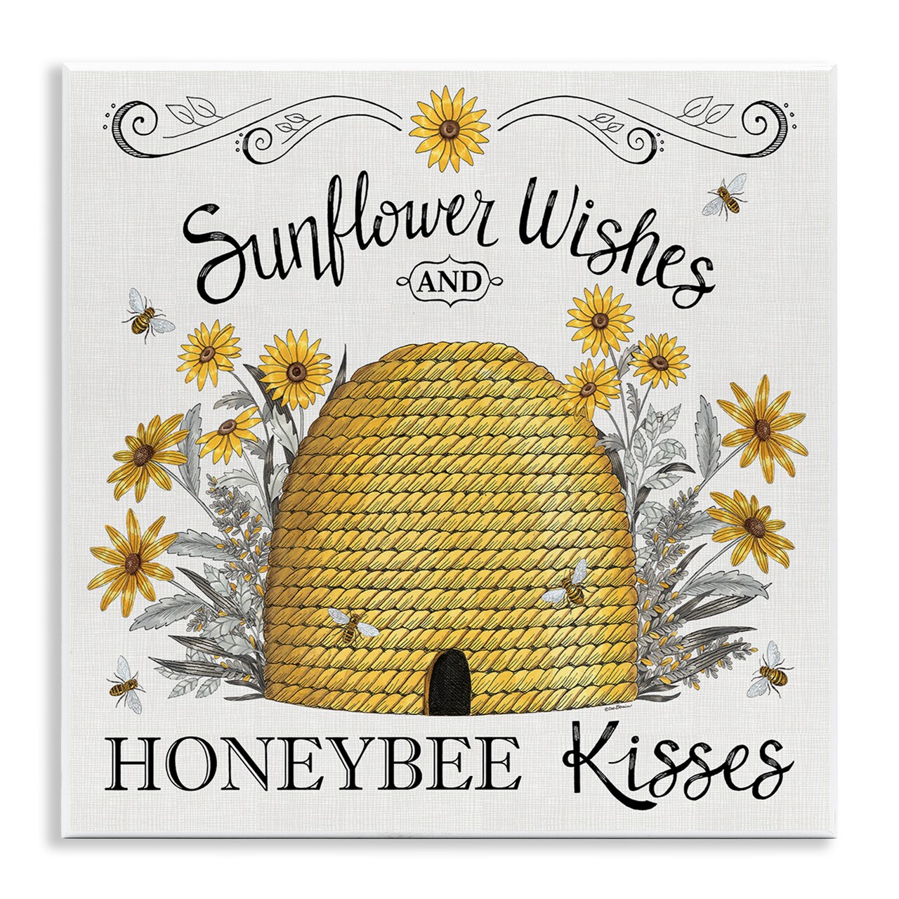 Stupell Industries Sunflower Wishes Honeybee Kisses Wall Plaque Art Design by Elizabeth Tyndall